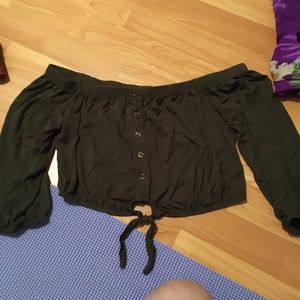 L.A. Hearts off shoulder tie crop top (S)